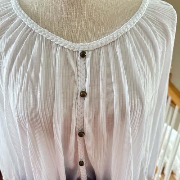 Seven7 Women's Ombre Summer Blouse Braid Neckline Detail Size XL Lightweight - Picture 4 of 8